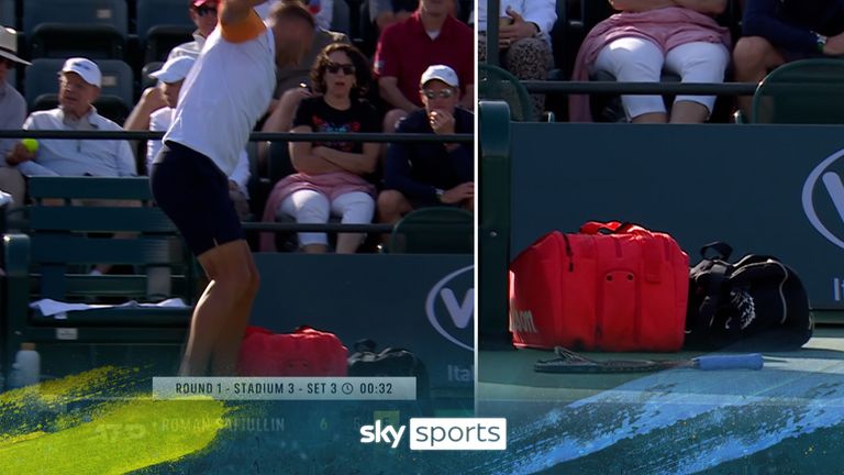 DAN EVANS IN FIRST ROUND AT INDIAN WELLS RACKET SMASH THUMB