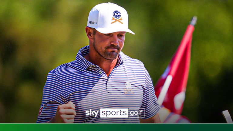 Bryson DeChambeau celebrates