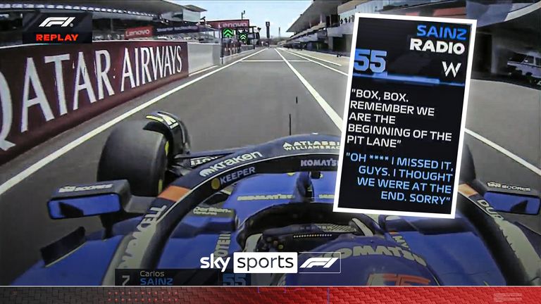 Carlos Sainz laughed on team radio as he missed his pit box, believing the team were based at the other end of the pit lane.