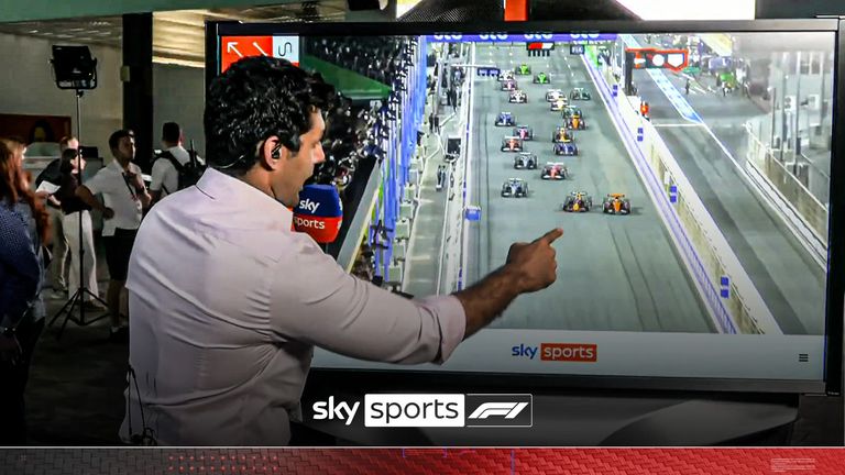 Karun Chandhok was at the SkyPad to analyse why Max Verstappen was given a five-second penalty after his push on Oscar Piastri on the first corner of the Saudi Arabian Grand Prix