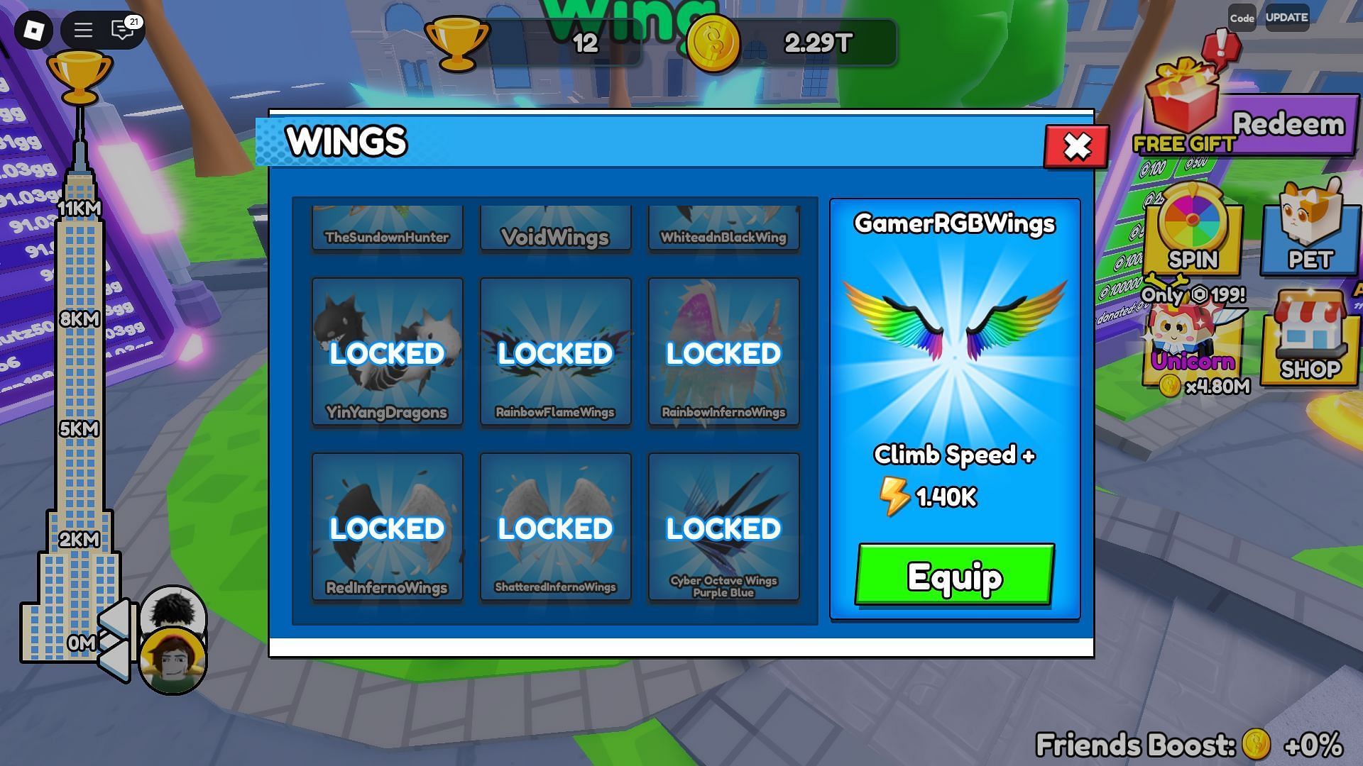 The Wings menu (Image via Roblox)