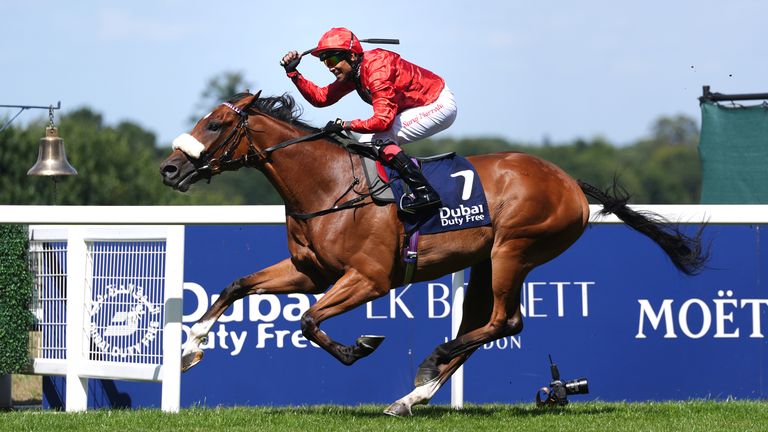 Narredu celebrates as Fireblade win the Shergar Cup Stayers