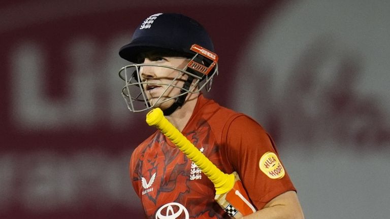 England captain Harry Brook walks off after being dismissed in the first T20 international against South Africa
