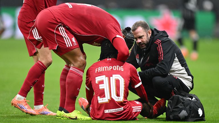 Jeremie Frimpong was also taken off for Liverpool in the first half with a hamstring injury
