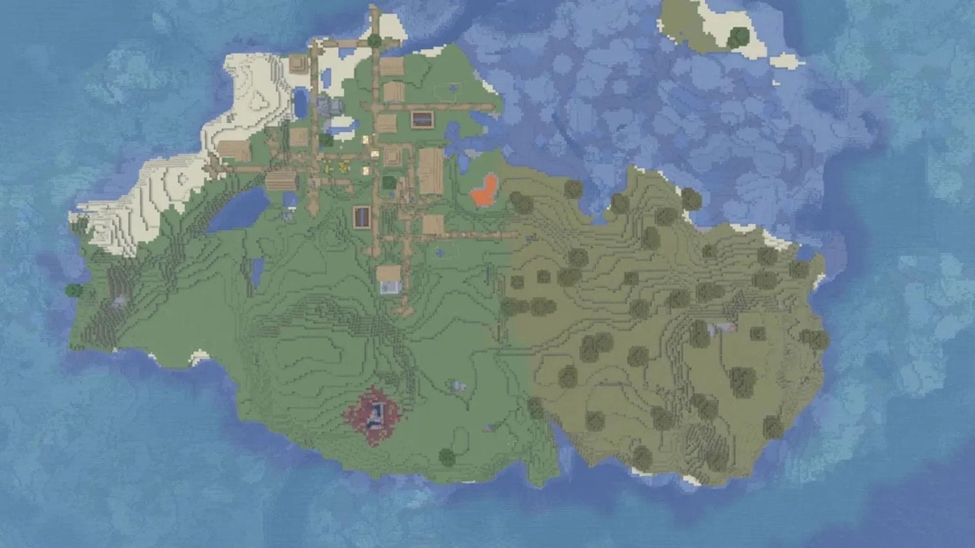 A Minecraft player found the best survival island for speedrunners (Image via Reddit/Lyendly-Houerd | Mojang Studios)