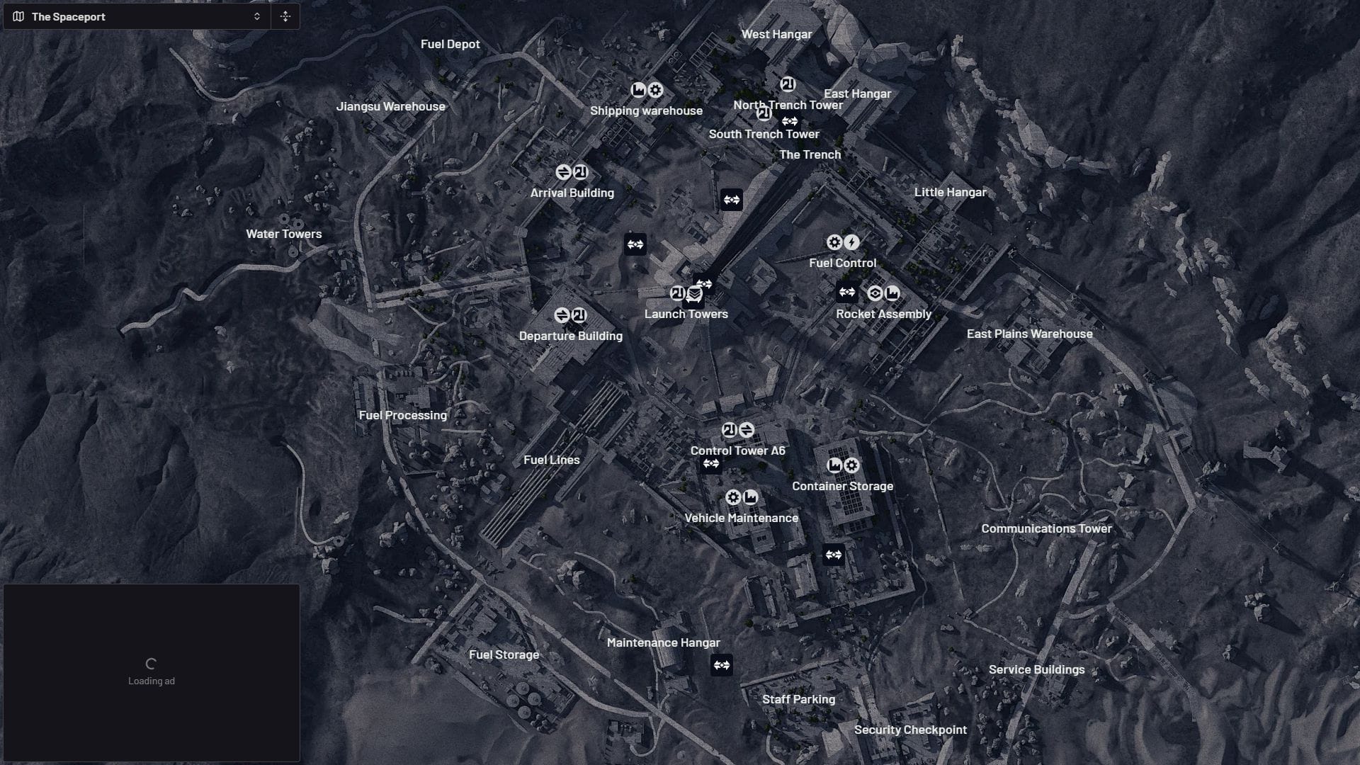 Rocketeer spawns in Spaceport (Image via Embark Studios || arcraidersmaps.app)