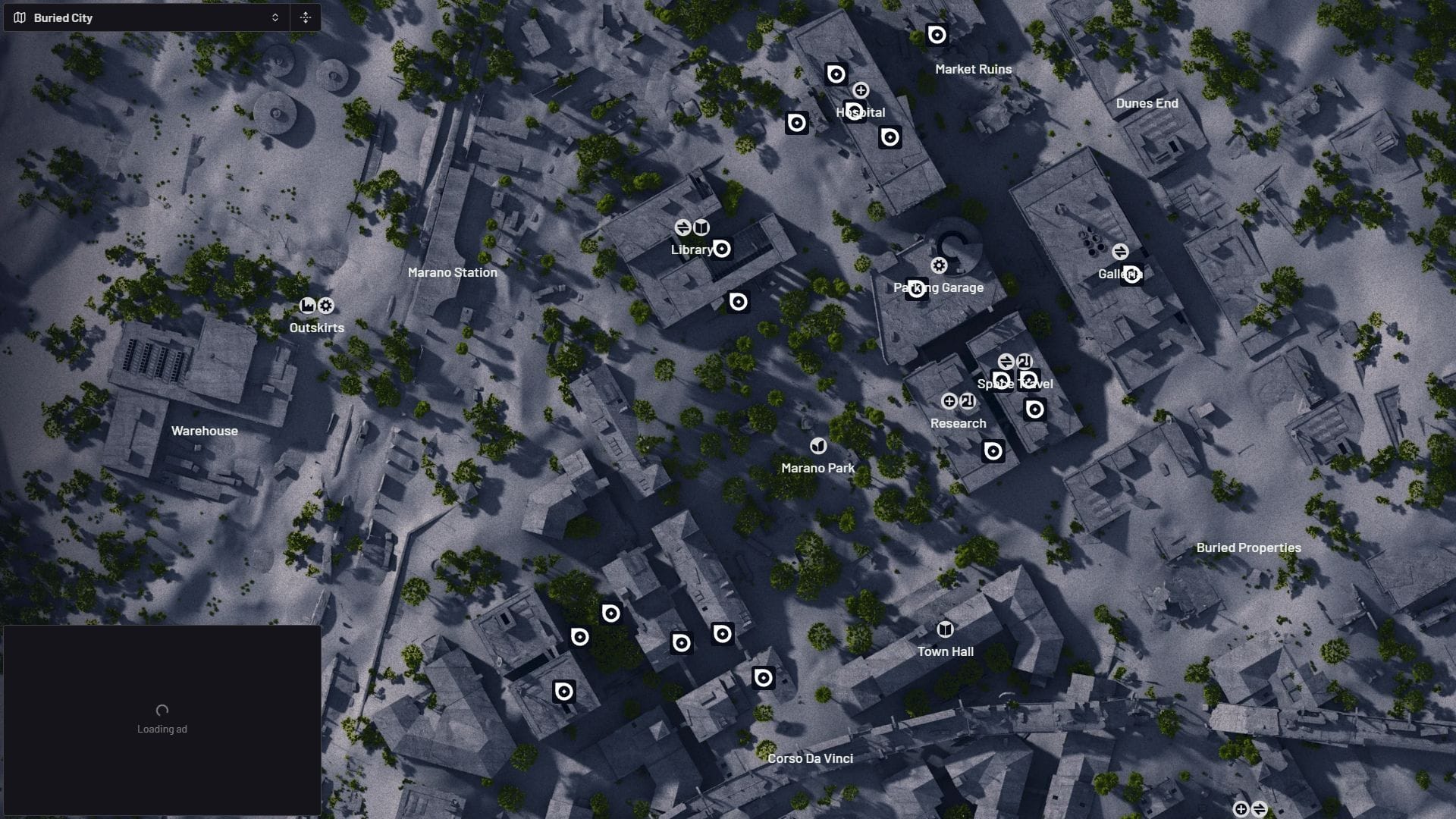 Buried City POIs (Image via Embark Studios || arcraidersmaps.app)